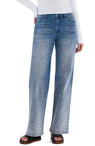 Wash Lab Denim Animal Print Straight Leg Jeans In Shark Leopard