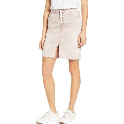 Wash Lab Denim Button Fly Skirt In Iced Mocha