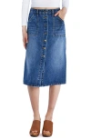 Wash Lab Denim Button Front A-line Denim Skirt In Shark Blue