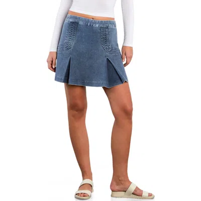 Wash Lab Denim Cascade Pleat Denim Miniskirt In Multi