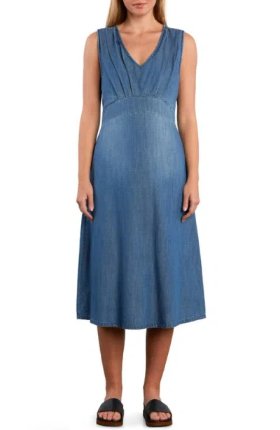 Wash Lab Denim Charlotte Denim Midi Dress In Blue