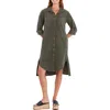 Wash Lab Denim Chill Out High-low Corduroy Shirtdress In Golden Pine