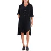 Wash Lab Denim Chill Out High-low Corduroy Shirtdress In Sleek Black