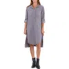 Wash Lab Denim Chill Out High-low Corduroy Shirtdress In Soft Grey