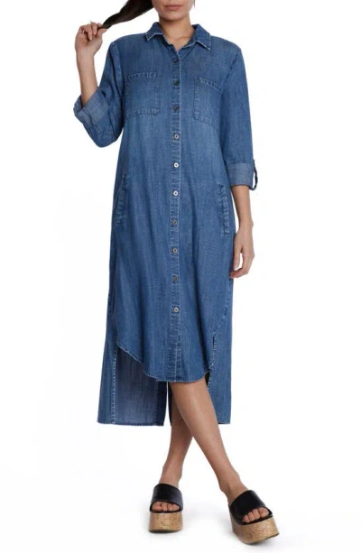 Wash Lab Denim Chill Out Shirtdress In Clean Blue