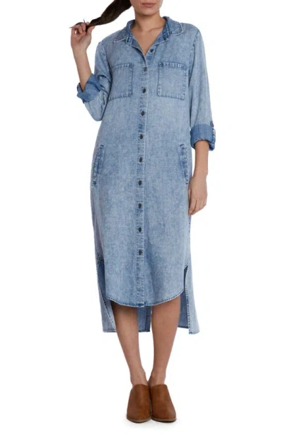 Wash Lab Denim Chill Out Shirtdress In Misty Blue