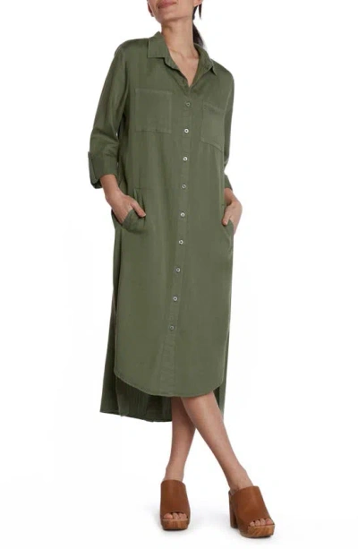Wash Lab Denim Chill Out Shirtdress In Soft Olive