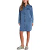 Wash Lab Denim Choice Long Sleeve Denim Shirtdress In Clear Blue