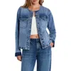 Wash Lab Denim Clara Collarless Denim Jacket In Preppy Blue