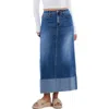 Wash Lab Denim Cuffed Denim Maxi Skirt In Cuffed Blue