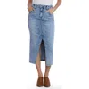 Wash Lab Denim Daily Slit Denim Midi Skirt In Blue Agate