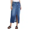 Wash Lab Denim Daily Slit Denim Midi Skirt In Washed Blue