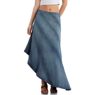Wash Lab Denim Daydream High Waist Seamed Denim Maxi Skirt In Blue