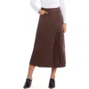 Wash Lab Denim Delphine Side Pleat Denim Maxi Skirt In Rich Brown