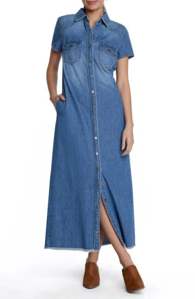 Wash Lab Denim Denim Maxi Shirtdress In Monterey Blue