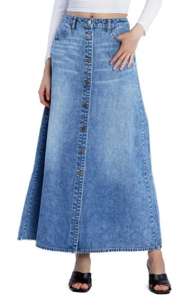 Wash Lab Denim Denim Maxi Skirt In Atlantic Blue