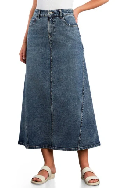 Wash Lab Denim Denim Maxi Skirt In Blue
