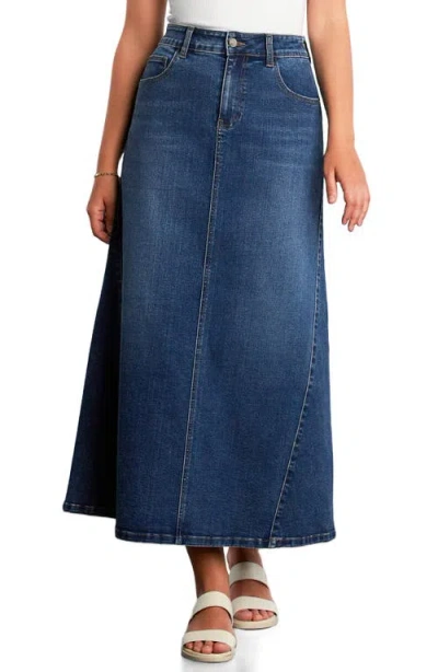 Wash Lab Denim Denim Maxi Skirt In Blue