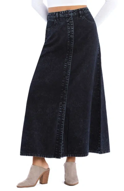 Wash Lab Denim Denim Maxi Skirt In Denim Black