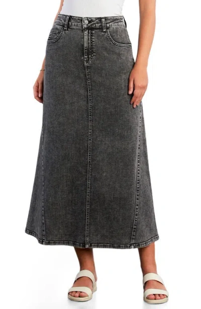 Wash Lab Denim Denim Maxi Skirt In Gray