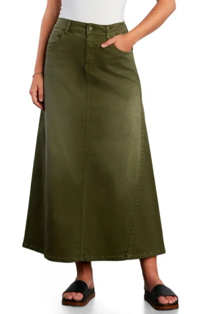 Wash Lab Denim Denim Maxi Skirt In Green
