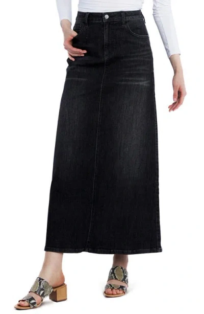 Wash Lab Denim Denim Maxi Skirt In Polished Black