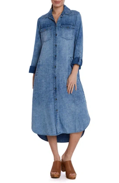 Wash Lab Denim Denim Midi Shirtdress In Iceland Blue