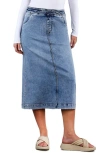 Wash Lab Denim Denim Midi Skirt In No Frills Blue