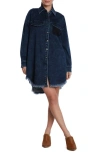 Wash Lab Denim Denim Mini Shirtdress In Dusk Blue