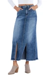 Wash Lab Denim Double Front Slit Denim Maxi Skirt In Split Blue