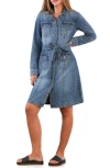 Wash Lab Denim Eleanor Belted Denim Shirtdress In Blue