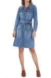 Wash Lab Denim Eleanor Belted Denim Shirtdress In Clear Blue