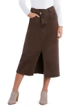 Wash Lab Denim Emmeline Crossover Waist Denim Midi Skirt In Espresso