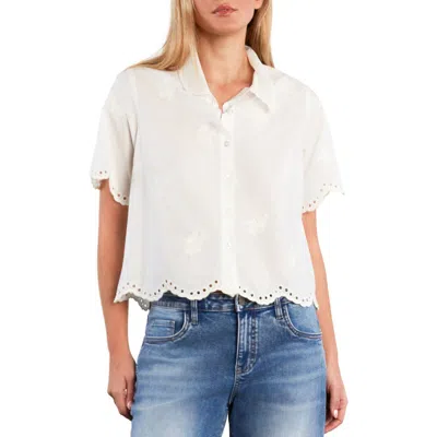 Wash Lab Denim Empress Embroidered Shirt In White