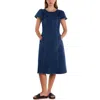 Wash Lab Denim Flutter Sleeve Denim Midi Dress In Flutter Blue