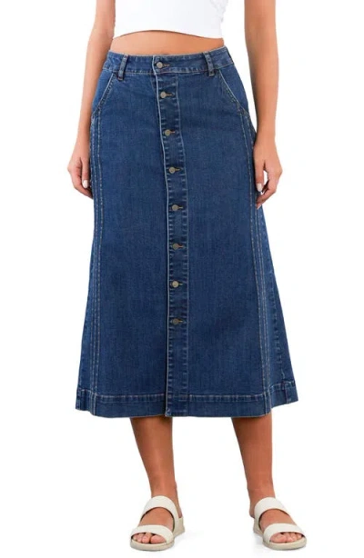 Wash Lab Denim For Keeps Denim Maxi Skirt In Blue