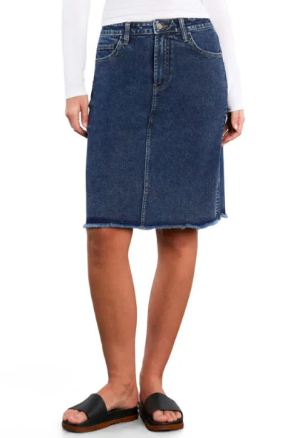 Wash Lab Denim Fray Hem Denim Skirt In Blue