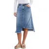Wash Lab Denim Fray Two Step Denim Skirt In Two Step Blue