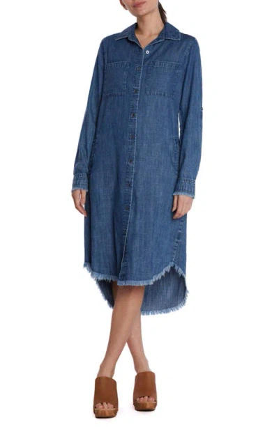 Wash Lab Denim Fringe Denim Midi Shirtdress In Anchorage Blue