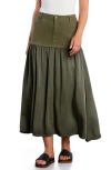 Wash Lab Denim Fun Maxi Skirt In Green