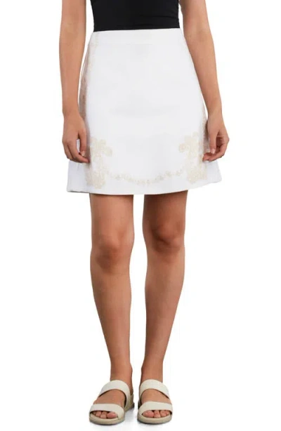 Wash Lab Denim Heritage Embroidered Miniskirt In White
