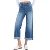 WASH LAB DENIM WASH LAB DENIM HIGH WAIST CUFFED WIDE LEG PAINTER JEANS