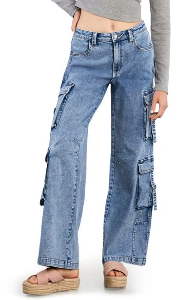 WASH LAB DENIM WASH LAB DENIM HIGH WAIST STRAIGHT LEG CARGO JEANS