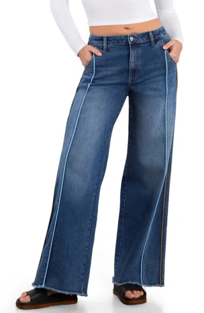 Wash Lab Denim High Waist Wide Leg Piping Jeans In Blue