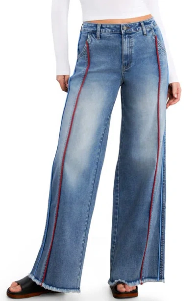 Wash Lab Denim High Waist Wide Leg Piping Jeans In Blue