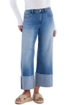 Wash Lab Denim Issy Cuffed Ankle Wide Leg Jeans In Light Denim