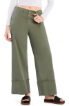 Wash Lab Denim Issy Cuffed Ankle Wide Leg Jeans In Olive