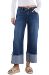 Wash Lab Denim Issy Cuffed Ankle Wide Leg Jeans In Traditional Blue
