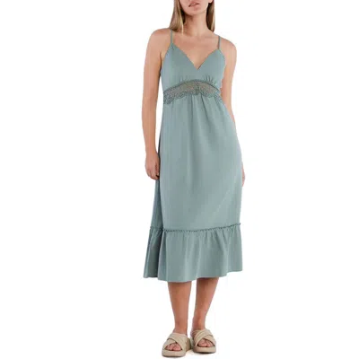 Wash Lab Denim Jolie Lace Inset Cotton Blend Dress In Green Juice