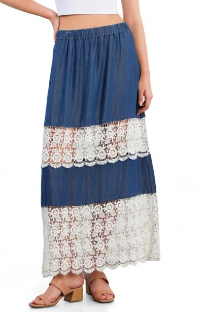 Wash Lab Denim Light Veil Maxi Skirt In Animal Print